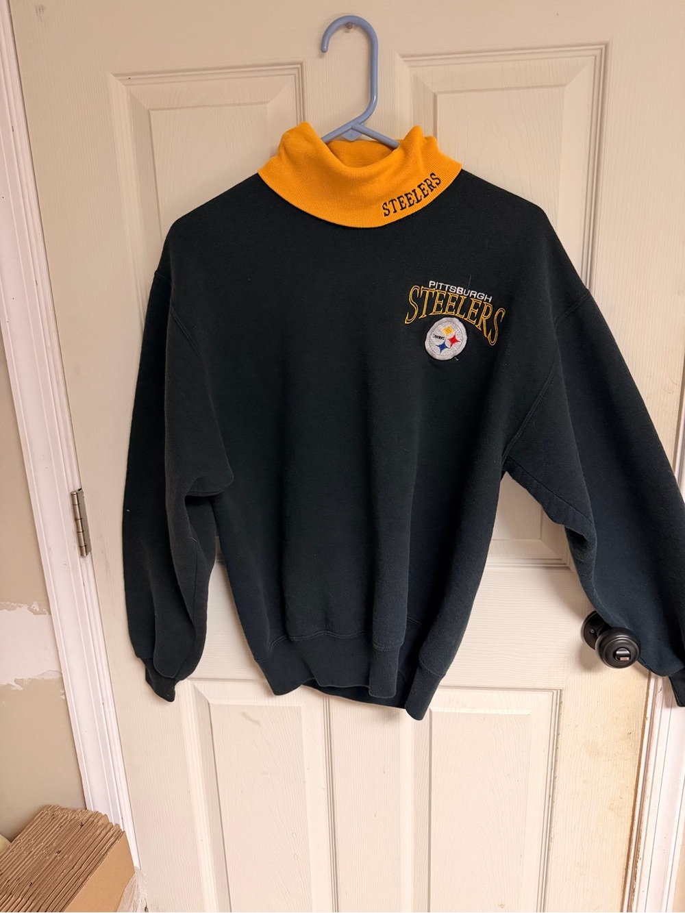 Pittsburgh Steelers Black Turtleneck Sweater with Gold Collar
